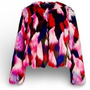 UGG Lorrena Patchwork Faux Fur Cropped Jacket - Multicolor XS